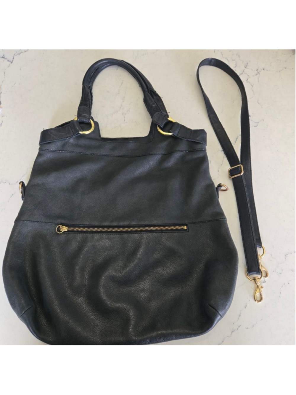 Project Bag Margot Black Leather Convertible Shoulder Bag